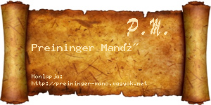 Preininger Manó névjegykártya